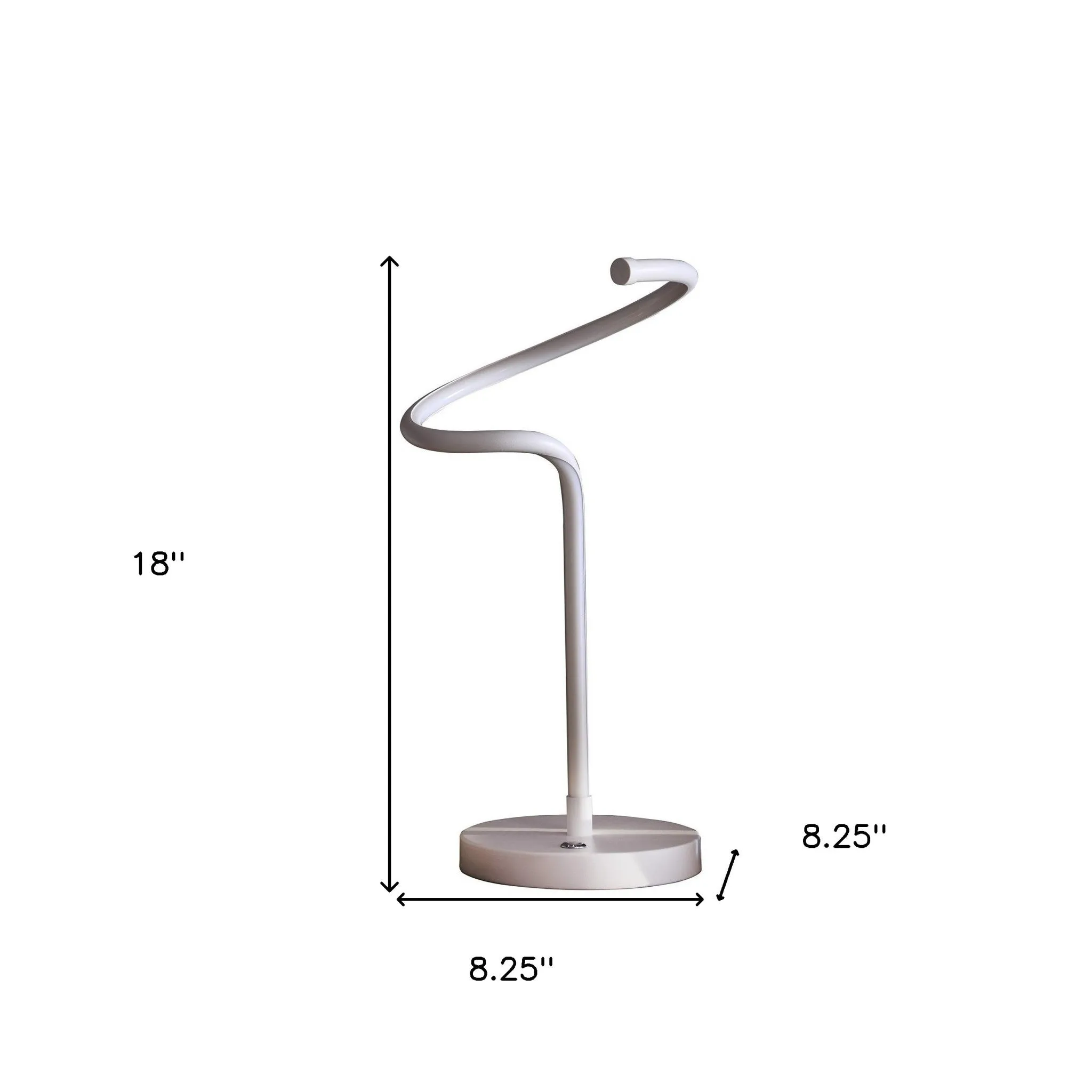 18" White Curvy Spiral LED Table Lamp By Homeroots