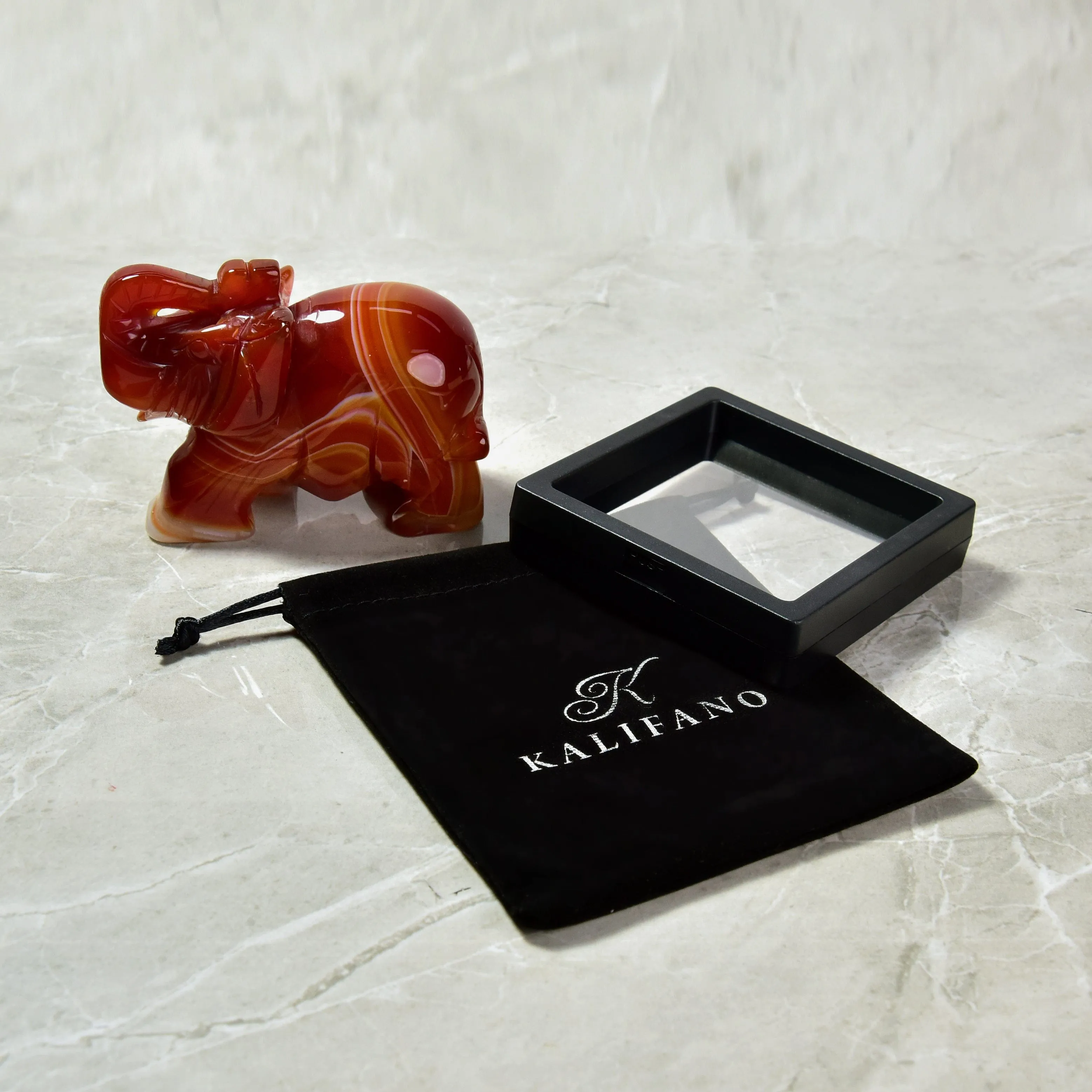 4 Carnelian Elephant Natural Gemstone Carving