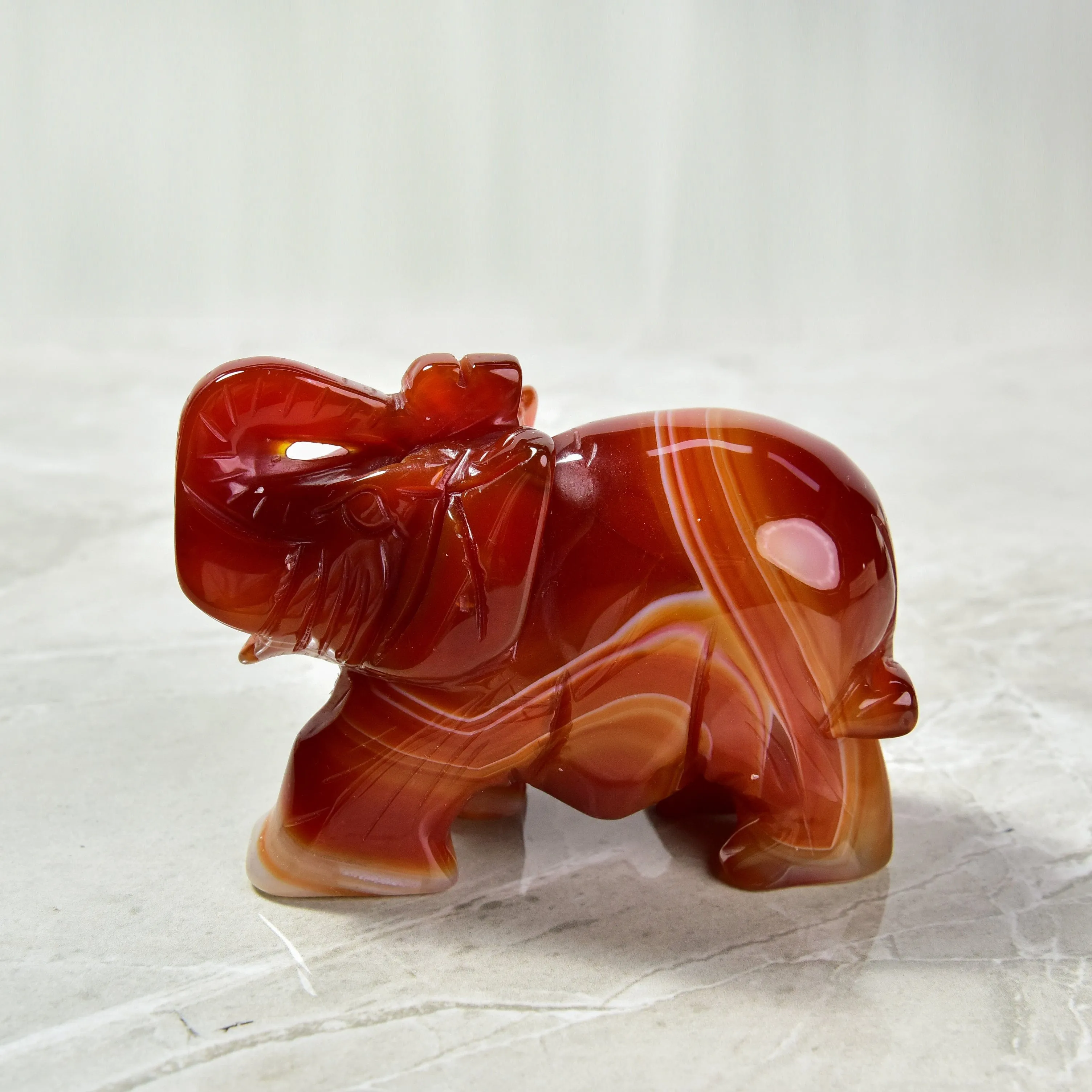 4 Carnelian Elephant Natural Gemstone Carving