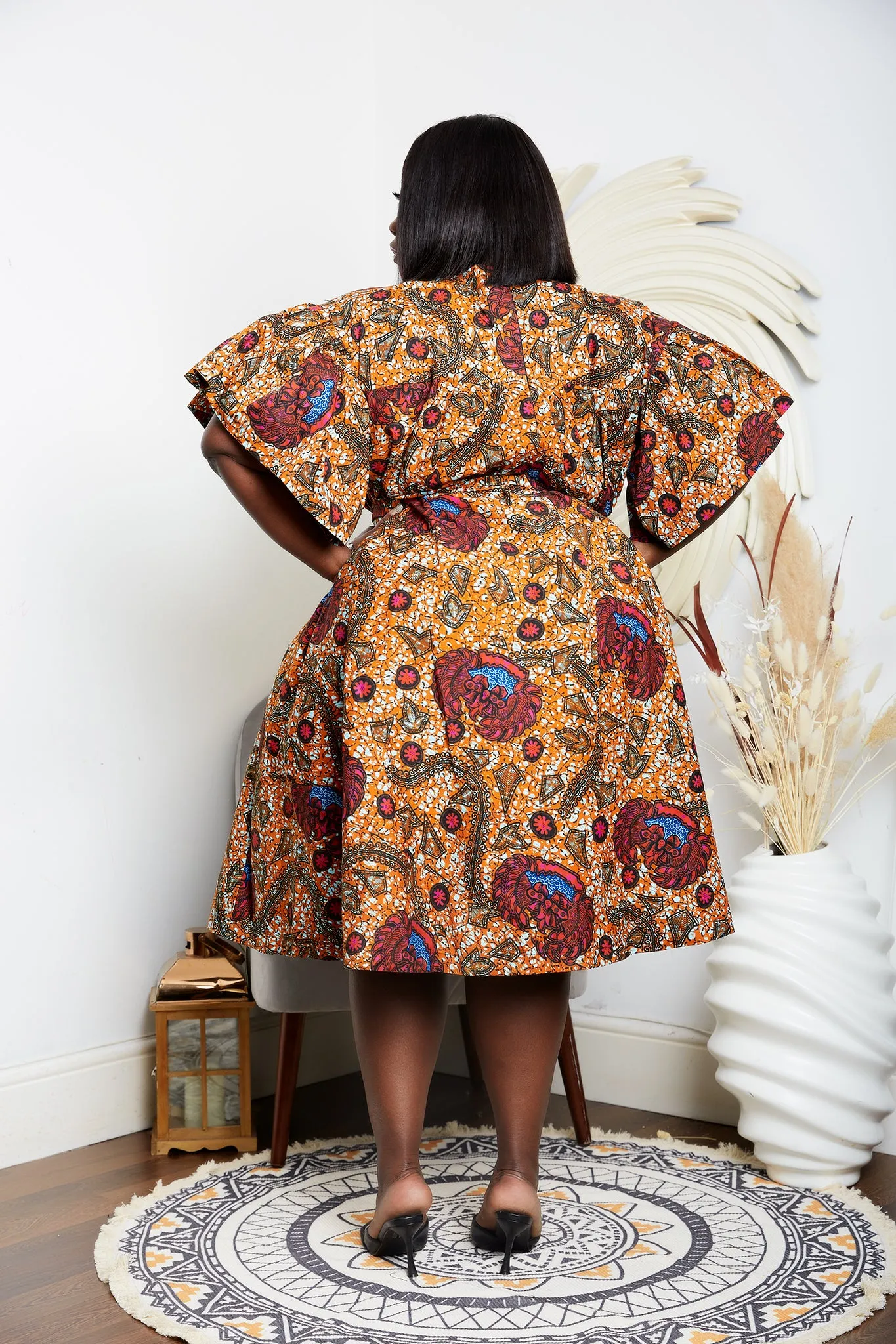 African Print Cotton Shift Midi Dress - Efuru