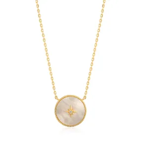 Ania Haie Mother Of Pearl Emblem Necklace - Gold