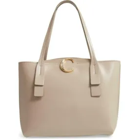 Chloé Medium C Calfskin Beige Leather Tote