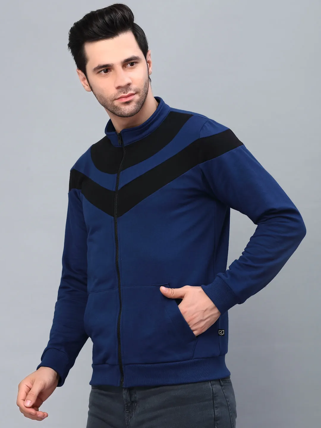 Color Blocked High Neck Fleece Jacket