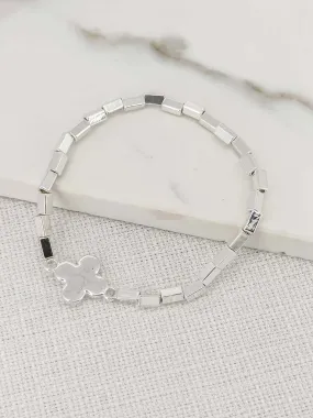 Envy Clover Beaded Stacking Bracelet - Silver