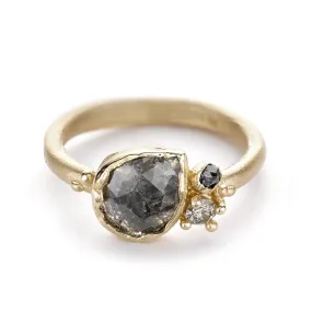 Grey Rose Cut Diamond Cluster Ring