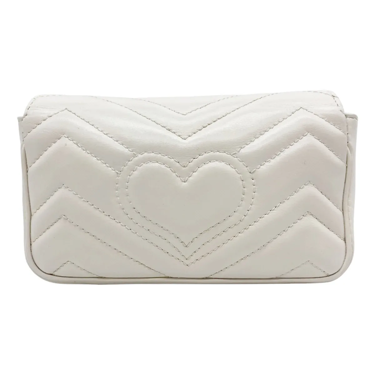 Gucci Marmont Gg Super Mini White Leather Shoulder Bag