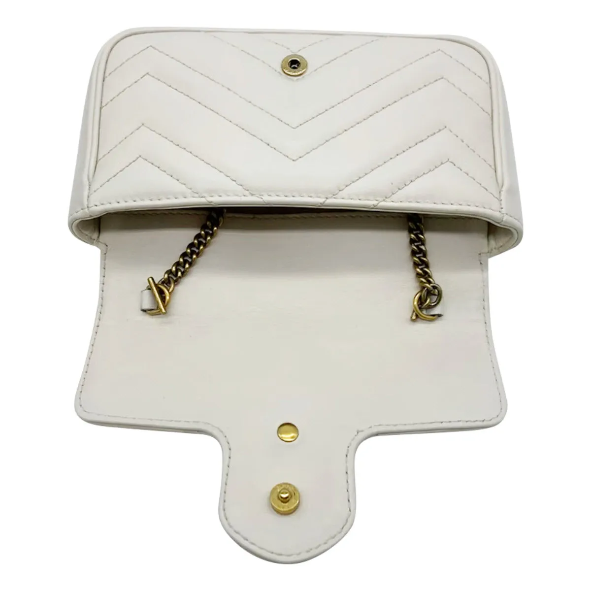 Gucci Marmont Gg Super Mini White Leather Shoulder Bag