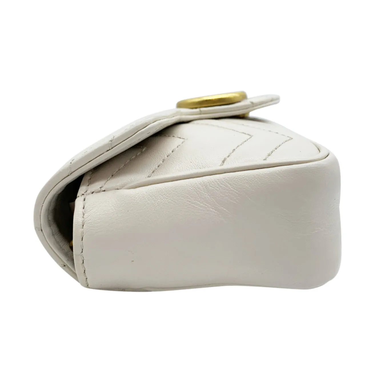 Gucci Marmont Gg Super Mini White Leather Shoulder Bag