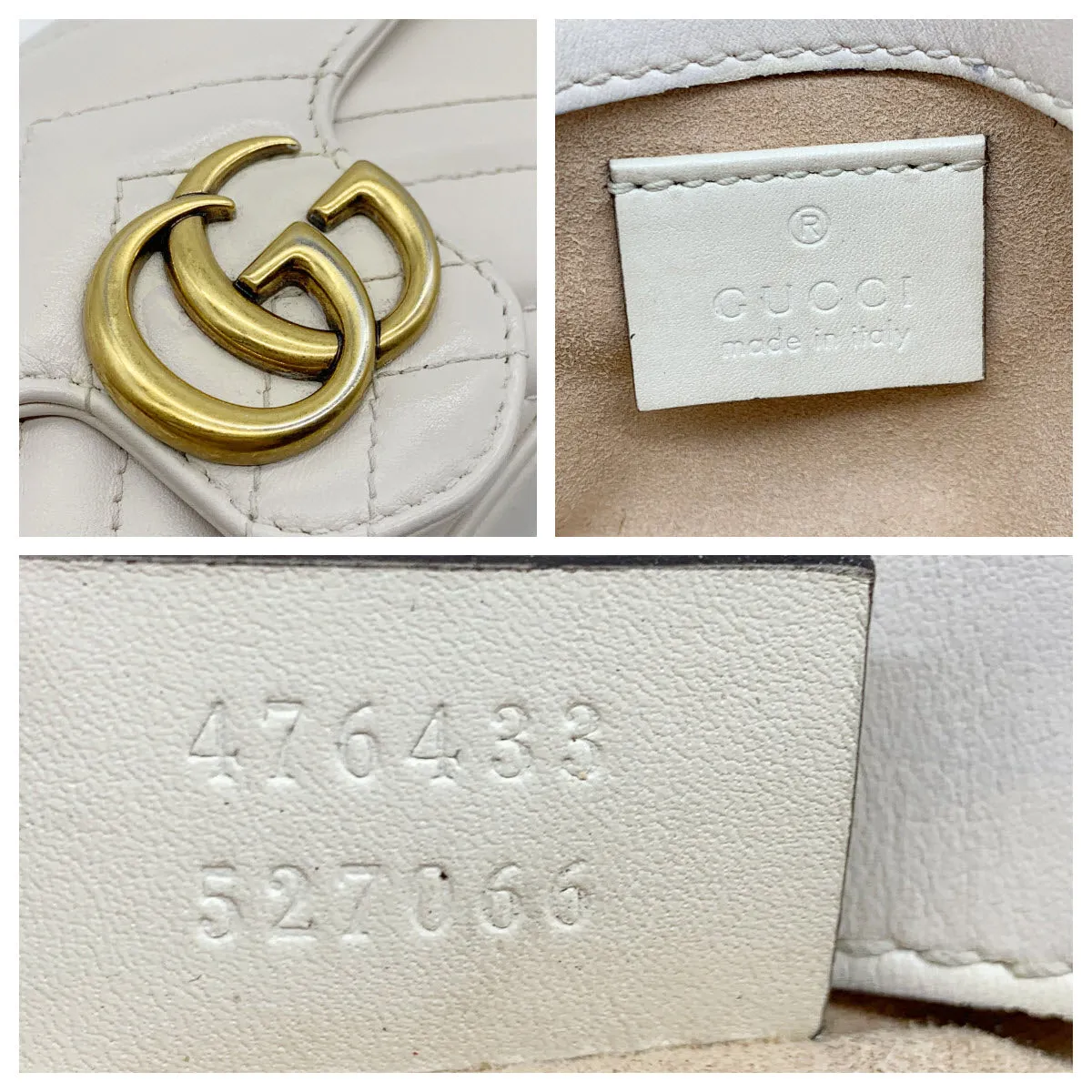 Gucci Marmont Gg Super Mini White Leather Shoulder Bag