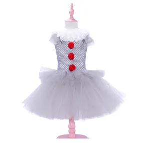 Kids Stephen King‘s It Pennywise Cosplay  Costume  Tutu Dress Halloween Carnival Suit