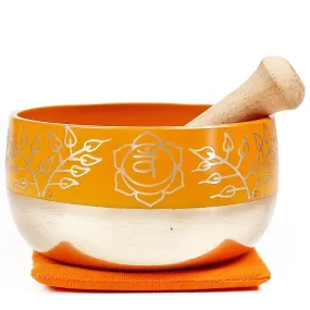 Navel/Sacral Chakra (Orange) Singing Bowl Gift Set Medium