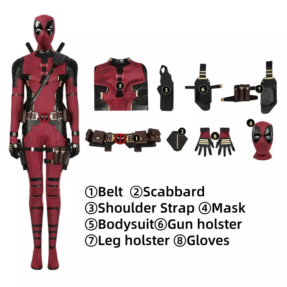 【New Arrival】Xcoser 2024 Deadpool 3 Lady Deadpool Cosplay Costume Jumpsuit Mask Outfit for Halloween