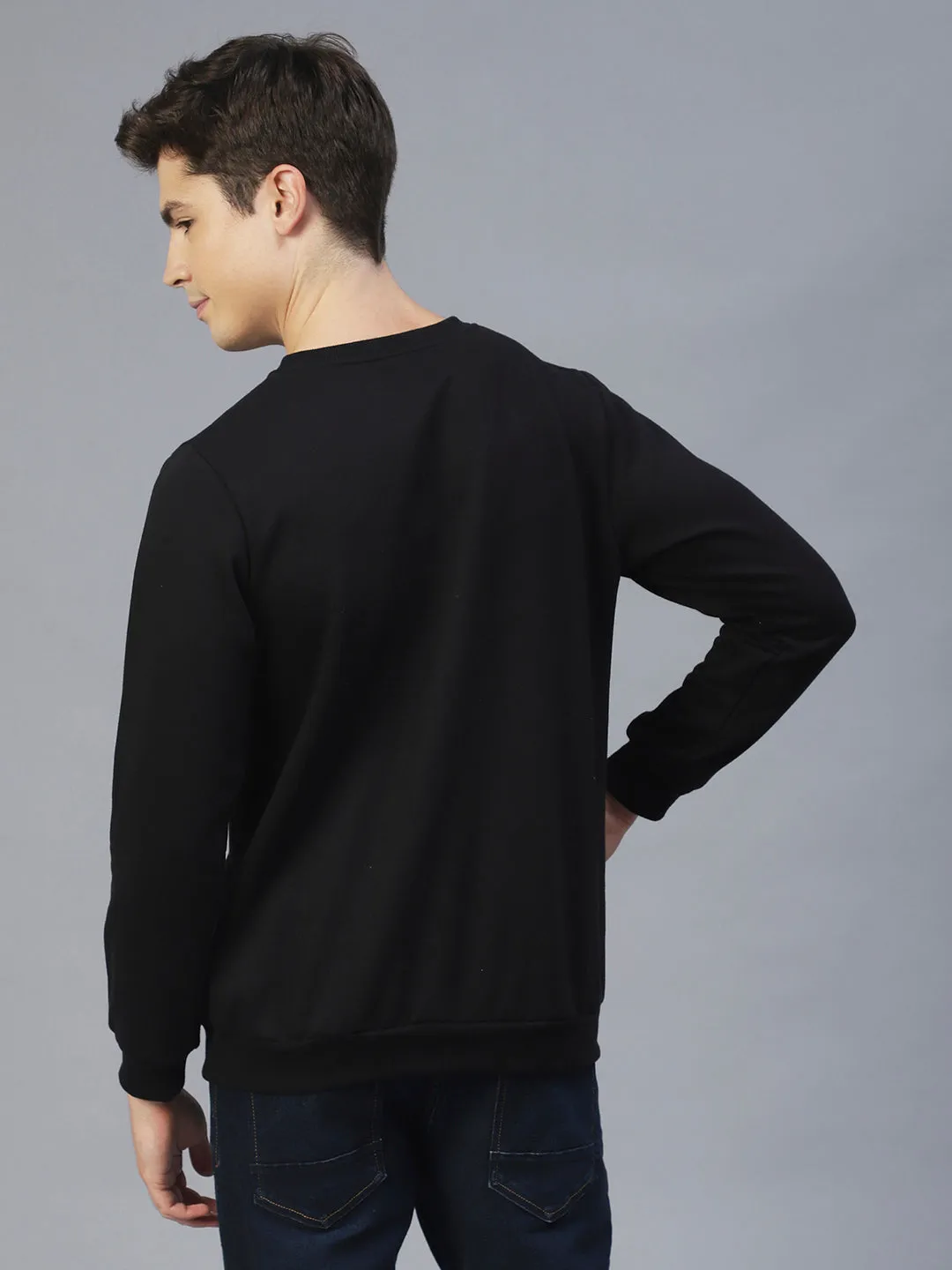 Round Neck Printed Fleece Sweatshirt