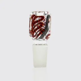 Square Swirls Glass Cone - Black & Red - 18mm