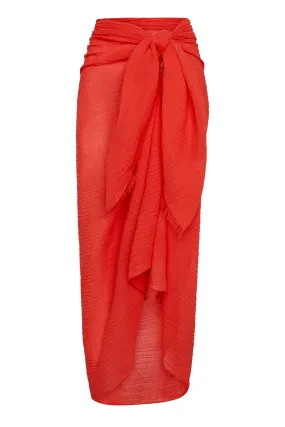 St. Tropez Sarong - Chili Pepper Crinkle Linen