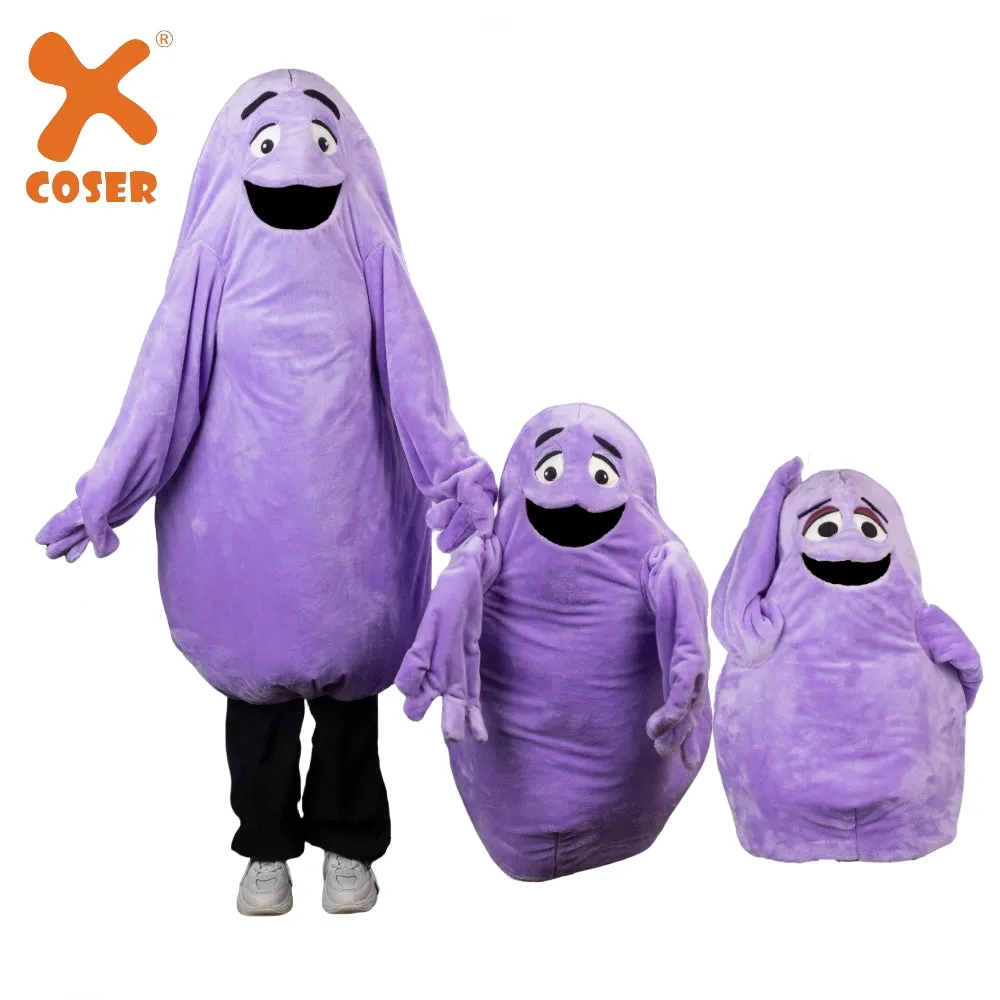 Xcoser Grimace's Birthday Monster Mascot Purple Eggplant All-in-one Doll Costume Cartoon Cosplay Unisex Halloween Cosplay