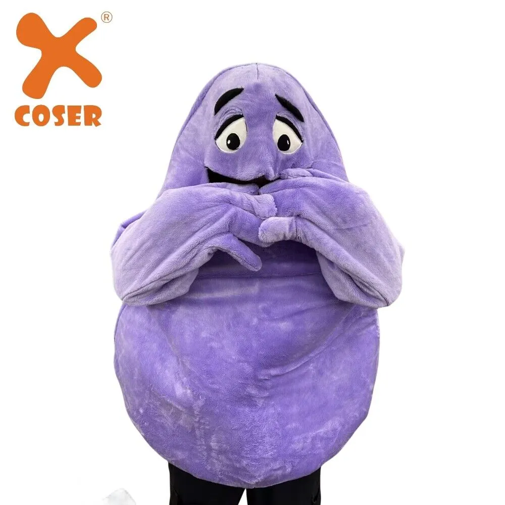 Xcoser Grimace's Birthday Monster Mascot Purple Eggplant All-in-one Doll Costume Cartoon Cosplay Unisex Halloween Cosplay